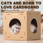 DIY Cat Scratcher Cardboard House, Scratching Cat Play House, a Versatile Box, Indoor Kitty Scratcher Hideout for One or More Cats Brown, Cat Tower Castle Tunnel 10 Parts