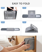 55x40x23 cm Soft-Sided Pet Carrier Bag Large Cat Small Dog Carriers | Up To 26lbs For Medium Cats Dogs Puppies Collapsible Travel Puppy Carrier with Foldable Bowls ,Grey
