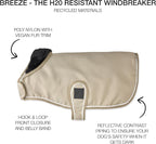 Pet Passion Breeze II - The Windbreaker, Water Resistant Pet Raincoat, Vegan Fur and Lined Pet Jacket for Small, Medium, Large Dogs, Khaki, Small (10-25 lbs)