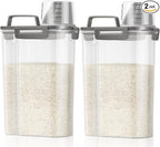 TBMax Rice Container Cereal Storage Container 2 Pack 5 Lbs, Kitchen Pantry Dry Food Storage Holder with Easy-Pouring Spout & Handy Cup, Small Pet Dog Cat Food Dispenser for Daily Feeding -Grey