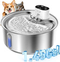 Stainless Steel Cat Water Fountain, 186fl.oz/1.45Gal Cordless Dog Fountain | Wireless Pet Fountain; 5000mAh Battery; Indoor; Triple Water Modes; 25 dB Ultra-Quiet