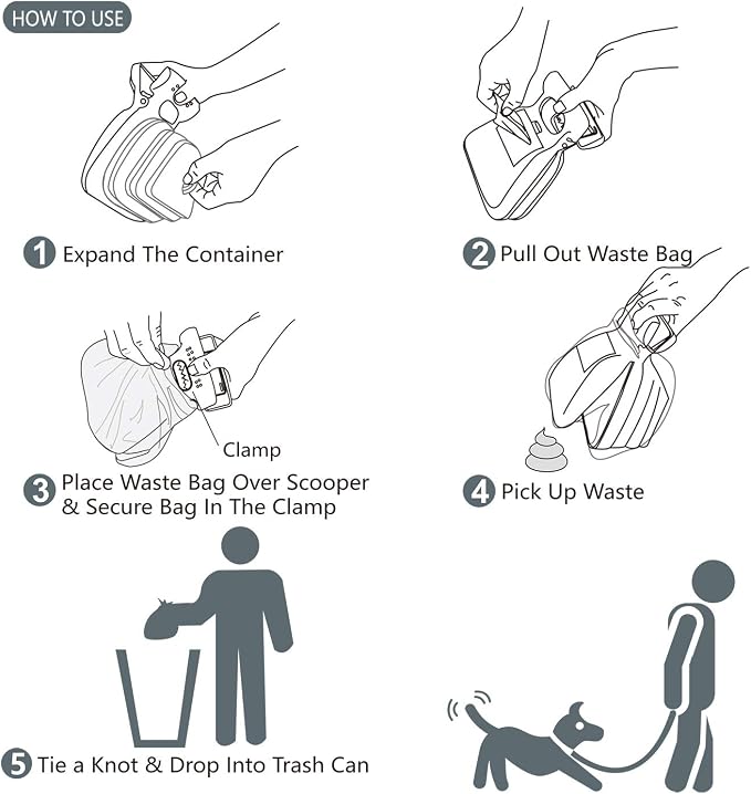 Pooper Scooper for Dog, Large Medium Small Poop Scoop with 30pcs Bag Attachment, Portable Dogs Waste Hands Free Outdoor Travel Walk Handheld Pickup