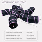 EGETOTA Cat Tunnel for Indoor Cats Large, with Play Ball S-Shape 5 Way Collapsible Interactive Peek Hole Pet Tube Toys, Puppy, Kitty, Kitten, Rabbit (Pink & Black)