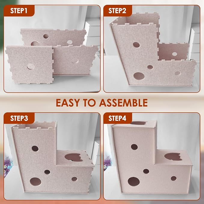 Homegroove Cat Tunnel for Indoor Cats, Felt Cat Play Tunnel, Beige, L-Shape | Felt cat tunnel, interactive peek holes, cat tunnel bed, hide & seek toy, DIY peekaboo cat toy for indoor play
