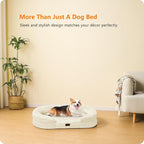 Dwanton Orthopedic Dog Bed for Medium Dogs with Gel Memory Foam, Waterproof Dog Sofa, Washable Pet Bed with Four Sided Bolster Cushion, Removable Cover & Non-Slip Bottom, 36", Beige