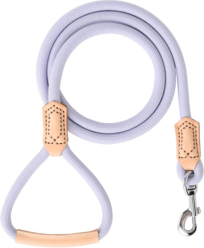 Mile High Life Dog Leash with Genuine Leather Handle, 6 FT/5 FT/4 FT | Leather Grip Rope Leash, Heavy Duty 360° Swivel Metal Clasp, for Small Medium & Large Dogs