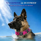 AirTag Dog Collar for Large Dogs Tactical Dog Collar with AirTag Holder | Upgrade Waterproof,Control Handle,Quick-Release Metal Buckle,1000D Nylon Fabric,Soft-Padded Webbing,Velcro Patch(Rose Red,XL)