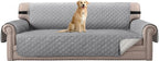Sofa Protector for Dogs/Cats/Pets Sofa Slipcover Quilted Furniture Protector with Non Slip Elastic Strap Water Resistant Sofa Covers Couch Covers Seat Width: 78" (Oversized Sofa, Light Grey/Beige)