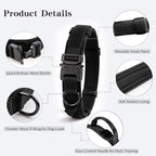 Tactical Dog Collar and Leash Set Adjustable Military Nylon Dog Collar with Control Handle and Heavy Duty Metal Buckle for Large Dogs （Black L | 1000D Heavy-Duty Nylon Fabric,Quick-Release Metal Buckle,Adjustable Fit,Soft-Padded Webbing,D-Ring,for Trai...