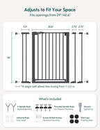Babelio Baby Gate for Doorways and Stairs, PressGuard P7 Auto Close Dog Gate, 36" Tall Easy Install Pressure Mounted, fits for 29-43" Doorway, Safety Gate Door for Child and Pet, Black