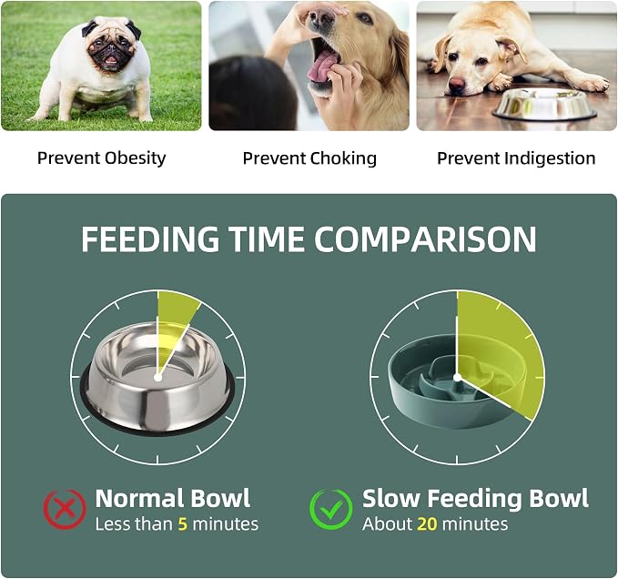 Havniva Slow Feeder Dog Bowls, Ceramic Dog Bowl Slow Feeder for Fast Eater | 0.9 Cups Puzzle Dog Food Bowl, Slow Feeding Bowls for Small Breed, Non-Slip Rubber Base, Anti-Choking