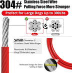 jenico Dog Tie Out Cable, 10/15/20/30/40/50/70/100/150FT Runner Cable with Swivel Hook and Shock Spring, Dog Leash Run Tether for Yard Outdoor and Camping,for Small to Medium Pets Up to 500 LBS