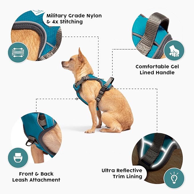Embark Adventure XL Dog Harness – No-Pull, Reflective Trim, Military-Grade Nylon, Dual Leash Clips, Gel-Lined Handle for Extra Large Dogs