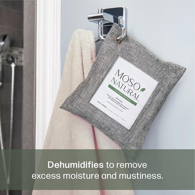 Moso Natural Air Purifying Bag 200g (5 Pack) Charcoal Odor Absorber, Car Odor Eliminator & Closet Deodorizer for Home & Pet, Lasts 2 Years, Unscented Bamboo Charcoal Bags, HGTV Editors' Pick