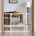 Babelio Baby Gate for Stairs No Drilling, 31-46" Wide Dog Gate with Door | Pressure/Wall Mount; Triple-lock System; Auto-close; 200N Impact Tested; Easy Install for Doorways, Kitchen, Hallway, White
