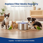 Cat Fountain Replacement Filter, 6 Pack Filters with 6 Pump Sponges for 2.2L/74oz Cat Water Fountain, Multi-Stage Filtration Pet Water Dispenser Filter, Flower Pet Fountain Filter