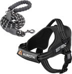 AUROTH Dog Harness and Leash Set, Soft Padded Service Dog Vest with 5.25FT Dog Leash, No Choke, Easy On Pet Vest, Adjustable Reflective No Pull Dog Harness for Large Dogs, Easy Walking and Training