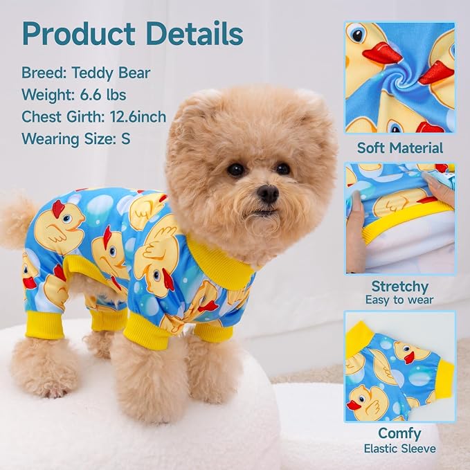 XPUDAC 4 Pieces Dog Pajamas for Small Dogs Pjs Clothes Puppy Onesies Outfits for Doggie Christmas Shirts Sleeper for Pet