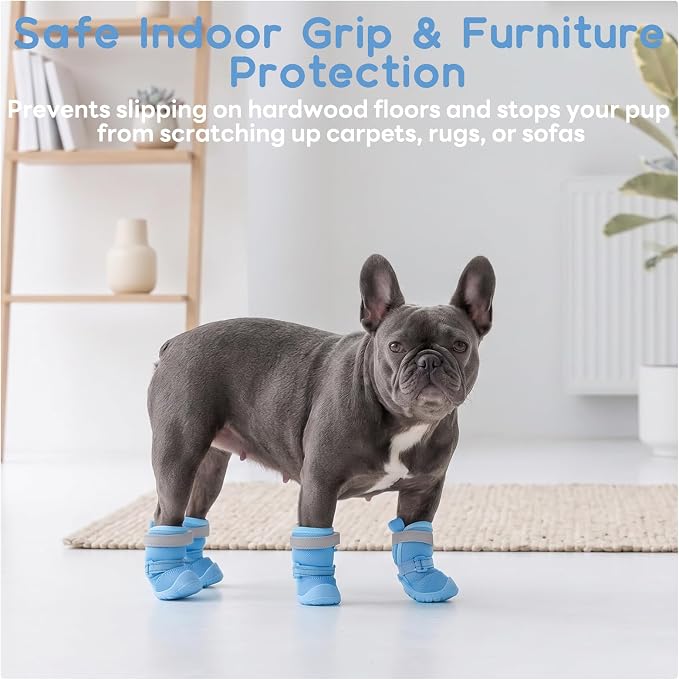 Allroaring Anti Slip Dog Boots for Summer Breathable Paw Protector,Blue 1# | Anti-Slip Sole, Daily Jogging, Dirt Resistance, Traction Grip, Breathable Mesh Fabric, Hook and Loop Fasteners, 4PCS Set