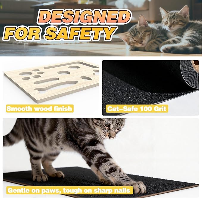 Cat Scratch Puzzle Enrichment Box, Interactive Cat Puzzle Toy Box | Cat Claw Care, Cat Scratch Puzzle Box - Stress Free Alternative to Clippers & Grinders for Indoor Cats, No Bell Ball