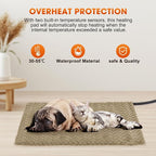 GASUR Heated Cat Bed, Waterproof Cat Heating Pad Indoor w/Timer, Temp Adjustable Pet Heating Pads for Cats Dogs, Auto Power-Off, Cats Warming Bed w/Remove Washable Cover, Anti-Chew,28''x20'',Medium