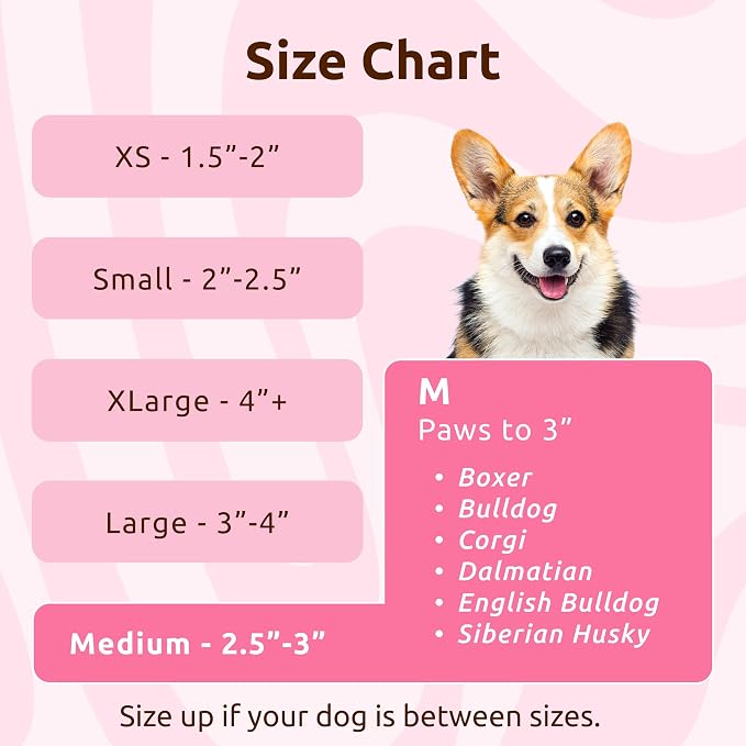 PawZ Rubber Dog Boots for Medium Paws - All-Weather Waterproof Dog Shoes, Anti-Slip Traction for Rain, Snow, Mud & Hot Pavement - Pull-On Dog Booties, Pink - Medium (2.5" - 3") - Pack of 24