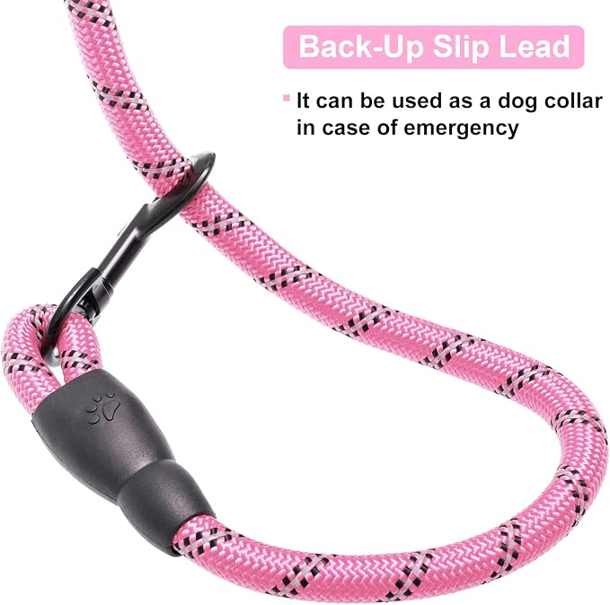 BEAUTYZOO Heavy Duty Rope Dog Leash 3 Pack, 6FT Nylon Pet Leash with Reflective Thread, Soft Padded Handle Thick Lead Strong Dog Leashes for Large Medium Dogs Small Puppy Training 6'*1/2 inch