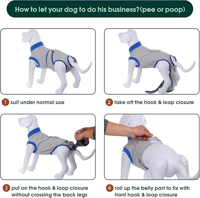 Kuoser Recovery Suit for Dogs Cats, Soft Dog Surgery Suit Female Male Spay | Professional Dog Onesie for Surgery, Substitute E-Collar & Cone, Prevent Licking Dog surgical suit Pet Neuter Suit