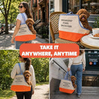 Dog Tote Bag for Small Dogs 4–20 lbs with Safety Leash, Purse Carrier,Beige | safety leash hooks, removable cushion cover, and flat support base for comfortable everyday travel and hands-free carrying.