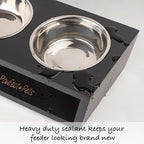 4" Tall Elevated Dog Bowls for Small Dogs, Food and Water Bowl Set by Pawfect Pets (Black)