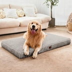 Large Orthopedic Dog Crate Bed with Waterproof Lining | Egg crate foam for joint support. Soft plush surface. Non-slip bottom. Removable & machine washable cover. OEKO-TEX certified