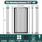 keny 51" Extra Tall Pet Gate, 29.7"-46" Wide Adjustable Cat Gate | for Doorway, Hallway, Stairs, Auto-Close & Pressure Mounted, No Drilling, Black