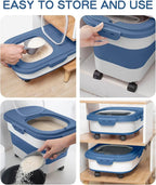 20-30 Lbs Rice Storage Container,Collapsible Food Storage Container | Flour Storage Container with Wheels Airtight Locking Lid,Rice Container Double Seal,Keep Fresh for Pet Food,Rice,Flour