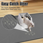 Silicone Cat Litter Mat 45" x 30" Cat Mat for Litter Box, Dark Grey | Extra Large Cat Litter Trapping Mat for Floor, Waterproof, Non-Slip Kitty Litter Box Mat with Raised Edge, Easy to Clean