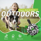 QDAN Dog Soccer Balls Toy with Bell Inside, Squeaky Ball for Large Dogs | 8 Inch Interactive Dog Toys for Tug of War, Durable Ropes Toys for 30-90 lbs Dogs, Large Herding Ball for Dogs Outside