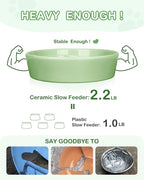 TRUVIC Ceramic Slow Feeder Dog Bowls, 1.5 Cup Puzzle Slow Feeder Bowls for Fast Eaters, Ceramic Dog Food Dish no Black Chin, Puzzle Bowl for Medium Dogs, Green