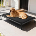 Veehoo Chew Proof Elevated Dog Bed, Padded Indestructible Raised Dog Cot | Orthopedic Dog Platform Bed with Soft Padded Mat, Durable Waterproof Pet Cot for Indoor, Outdoor or Crate, 49-Inch, Black