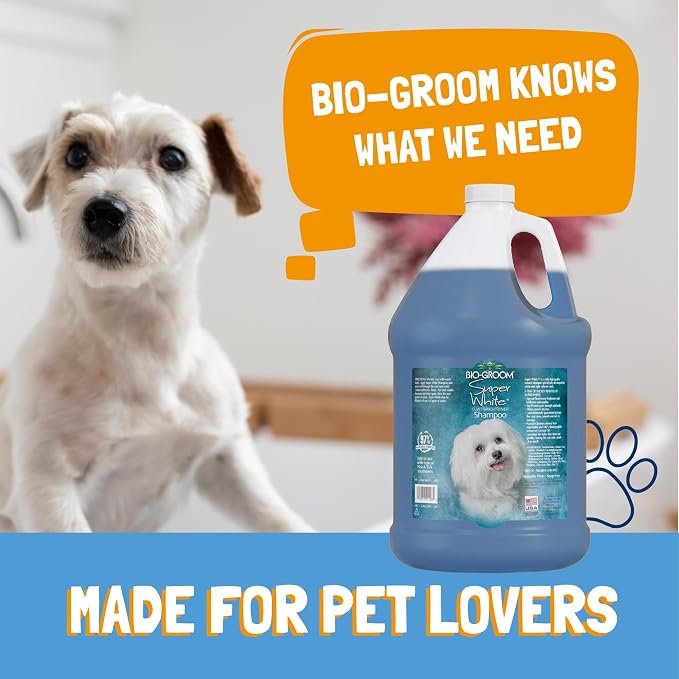 Bio-Groom Super Whitening Dog Shampoo, Cruelty-Free, 1 Gallon Each, Pack of 2 | Silk Creme Rinse Conditioner, Dog & Pet Bathing Supplies, Hair Detangler, Puppy Wash, Grooming Supplies