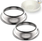 Kinn Kleanbowl Pet Bowl Stainless Steel Frame, 24 oz (Pack of 2) | Compostable Refills, Spill-Proof Stable, Disposable, Easy Cleaning, No Plastic