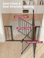 29.5-40.5" Baby Gate for Stairs, Dog Gate for Doorways, Walk Thru Auto Close Metal Baby Safety Gate for The House, Stairs and Doorways, Child Gate Pressure Mounted, Pet Gate for Dog Indoor - Brown