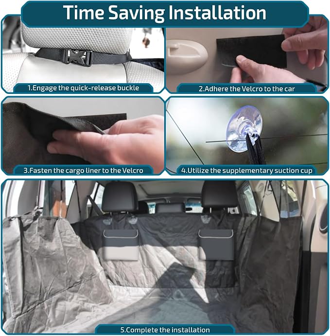 Veckle SUV Cargo Liner for Dogs - Trunk Cover with Bumper Flap Protector | Waterproof Pet Cargo Cover with Side Flaps, Dog Car Seat Cover with Non-Slip Trunk Mat, Prevents Scratches Pet Hair Mud Dirt