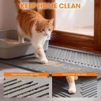 Cat Litter Box Mat Large Litter Trapping Mat for Cat | 34" x 22", Silicone, Foldable, Non-Slip, Friendly Soft on Cat Paws, Easy to Clean, Scatter Control, Light gray
