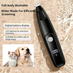 Ultra-Low Noise Dog Paw Trimmer,18mm Wide Blade Paw Groomer with LED Light,USB Rechargeable Paw Shaver with LED Display for Dogs and Cats Black