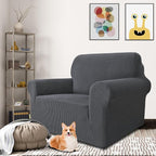 MAXIJIN Stretch Chair Cover Chair Slipcovers with Arms, 1-Piece Couch Sofa Chair Covers for Living Room, Non Slip Armchair Cover (31"-46") Furniture Protector Dogs Pet Friendly (Chair, Grey)