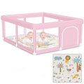 Hiaksedt Baby Playpen with Mat 50"x50" Baby Girl Play Pen for Babies | Playpen and Toddlers, Safe Structure and Soft, Skin-Friendly Fabric with Zipper Gates Pink