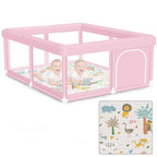 Hiaksedt Baby Playpen with Mat 50"x50" Baby Girl Play Pen for Babies | Playpen and Toddlers, Safe Structure and Soft, Skin-Friendly Fabric with Zipper Gates Pink