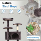 FDW | 54" Cat Tree Tower | Purple Gray | Multi-Level Indoor Activity Center with Sisal Scratching Posts, Condos, Plush Perches, Hanging Cat Toys | Sturdy, Easy to Assemble | for Kittens & Adult Cats