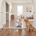 Mumeasy Extra Wide Baby Gate for Doorways, 36-63" Walk Thru Dog Gate with Auto Close Dual Swing for Stairs & Hallways, Easy Install Pressure Mounted Child Safety Gate for Toddlers & Pets Indoor, White