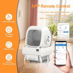Automatic Cat Litter Box Self Cleaning - App Control, Cat Toilet Records, Suitable for Big Cats, Medium Cats, Kittens and Multi-Cat Families, Anti-Pinch, Low Noise【Assembly Required】- White