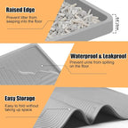 Silicone Cat Litter Mat 50" x 36" Cat Mat for Litter Box, Light Grey | Extra Large Cat Litter Trapping Mat for Floor, Waterproof, Non-Slip Kitty Litter Box Mat with Raised Edge, Easy to Clean